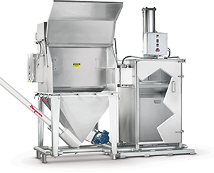 Bag Dump System with Integral Bag Compactor and Flexible Screw Conveyor